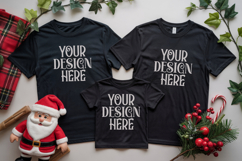 Christmas Family Matching Shirt Mockup | Cozy Boho Flat Lay Product Image 1