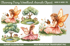 Charming Fairy Woodland Animals Clipart Bundle PNG Product Image 4