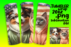 Custom 20oz Tumbler Wrap Download , Dog and cat Product Image 1