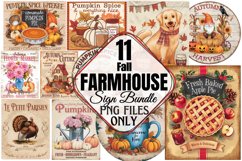 Fall Farmhouse Sign Clipart Bundle PNG Product Image 1