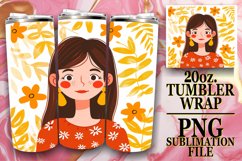Artistic Floral Woman Tumbler Wrap Sublimation 20oz Product Image 1