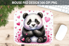 Watercolor Panda Mouse Pad Sublimation - Valentines PNG Product Image 1