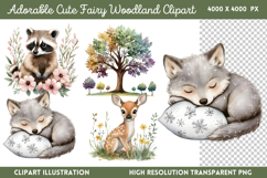 Adorable Cute Fairy Woodland Clipart PNG Product Image 1