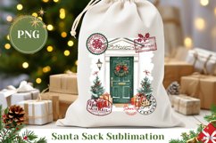 Christmas Green Door Santa Sack, Christmas Gift Bag Design Product Image 1