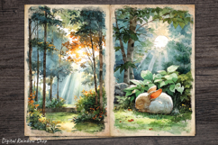 Watercolor Forest sunset Junk Journal Printable Pages Product Image 5