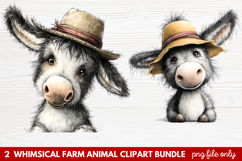 Whimsical Farm Animal Clipart | Cute Farm Animals PNG Set Product Image 1