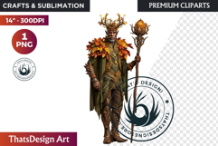Fantasy Autumn Guardian - Epic Fall Character Clipart PNG Product Image 1