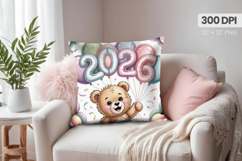 Happy New Year PNG Pillow, Festive New Year's Eve 2026 PNG Product Image 1
