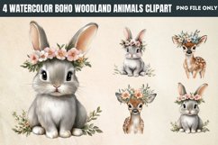 Watercolor Boho Woodland Animals Clipart PNG Product Image 1