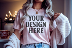 Christmas Bella Canvas 3001 Heather Peach Shirt Mockup ,Tran Product Image 1