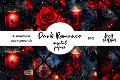 Red Roses &amp; Candles Seamless Pattern Dark Romance Background Product Image 1