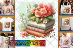 Fun TSHIRT Sublimation Designs, Book and flower Product Image 1