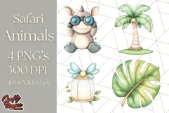 Jungle Safari Animals PNG Cute Pastel Wild Animal Clipart Product Image 1