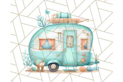 Coral and Aqua Summer Clipart PNG Pastel Tropical Icons Product Image 2