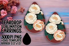 Cute Teardrop Earrings PNG Artwork , Flowers Product Image 1