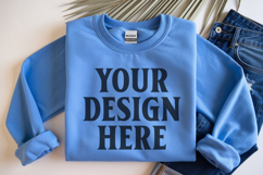 Carolina Blue Gildan 18000 Folded Flat Lay Mockups Product Image 1