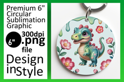 Bright Round Design for Keychains , Cute Dino Product Image 1