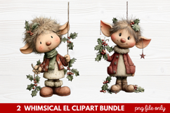 Whimsical Elf Clipart | Cute Christmas Elf PNG Illustration Product Image 1