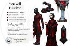 Crimson Dreamwalker Clipart Set Gothic Fantasy Graphics Product Image 2