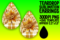 Dynamic Teardrop Earrings Template PNG , Autumn Flower Product Image 1