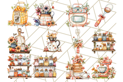 Whimsical Cottagecore Kitchen Clipart, Retro Coral PNG Decor Product Image 6