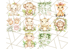Pastel Safari Jungle Baby Animals PNG Clipart, Nursery Product Image 6