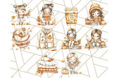 Pumpkin Spice Chibi Girls, Fall Accessories PNG, Cozy Autumn Product Image 6