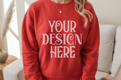 Red Gildan 18000 Crewneck Sweatshirt Mockups,G18000 Product Image 1
