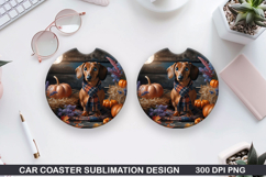 Halloween Dog Car Coaster Sublimation| Halloween Coaster PNG Product Image 1