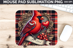Watercolor Cardinal Mouse Pad Sublimation - Valentines PNG Product Image 1