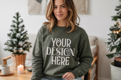 Forest Green Gildan 18500 Sweatshirt Mockup, Unisex mockups Product Image 1