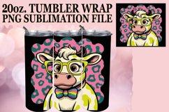 Joyful Colors 20oz tumbler wrap, Cute Cow Product Image 1
