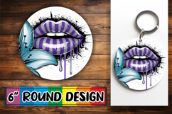 Radiant Round Car Coaster Design, Dripping Lips Product Image 1