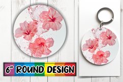 Tranquil Blossom: Round Floral Water Design Keychain PNG Product Image 1