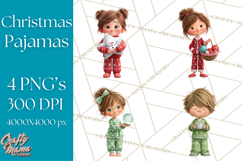 Christmas Pajamas Clipart PNG, Holiday PJ Illustration Product Image 1