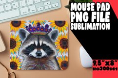 Raccoon with Blooms Mouse Pad for Sublimation PNG Product Image 1