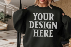 Gildan 18000 Black Mockup , Crewneck Sweatshirt Boho Mock-up Product Image 1