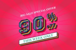 90 percent off big sale banner template 3d text effect, Product Image 1