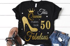 Queen Birthday 50 Svg, Gold glitter 50 Birthday svg, 50 Birt Product Image 4