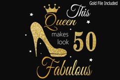 Queen Birthday 50 Svg, Gold glitter 50 Birthday svg, 50 Birt Product Image 1
