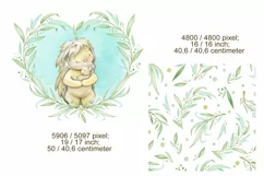 Baby mom hedgehog watercolor clipart, digital paper JPG, gir Product Image 2