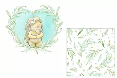 Baby mom hedgehog watercolor clipart, digital paper JPG, gir Product Image 3