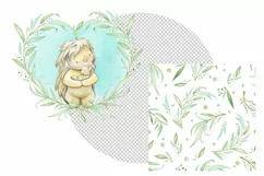 Baby mom hedgehog watercolor clipart, digital paper JPG, gir Product Image 4