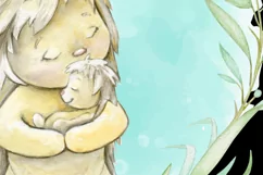 Baby mom hedgehog watercolor clipart, digital paper JPG, gir Product Image 5