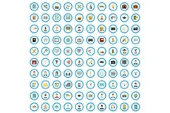 100 distant education icons set, flat style Product Image 1