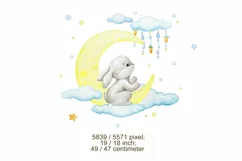 Baby bunny watercolor clipart, digital paper JPG, girl wall Product Image 2