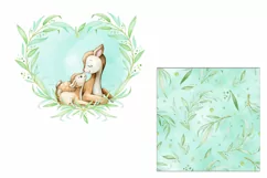 deer Mother's Day watercolor clipart, digital paper JPG, gir Product Image 3
