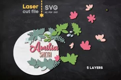 Baby Name Sign SVG Flowers. Laser cut files for Glowforge Product Image 3