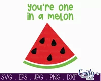 You're One In A Melon | Funny Food Pun Svg Design Product Image 2