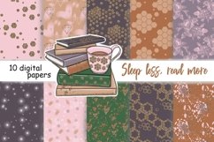 Sleep Less Read More PATTERN Coffee Background Book Kit JPEG Product Image 1